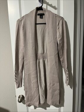 Joan Vass Open-Front Long Cardigan Jacket - Taupe